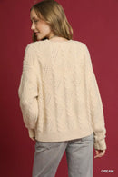 Umgee Pearl-Embellished Long Sleeve Sweater