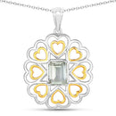 2.10 Carat Genuine Green Amethyst .925 Sterling Silver Pendant