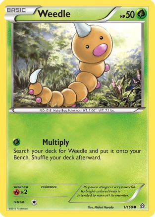Weedle 001/160 - XY  Primal Clash Reverse Holofoil