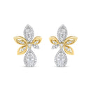 14K White and Yellow Gold 1.00 Cttw Round Pave-Set Diamond Teardrop and Marquise Shape Drop Dangle Earrings (H-I Color, SI1-SI2 Clarity)
