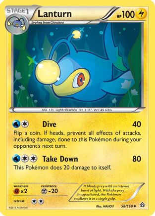 Lanturn 058/160 - XY  Primal Clash Reverse Holofoil