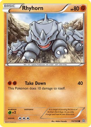 Rhyhorn 074/160 - XY  Primal Clash Reverse Holofoil