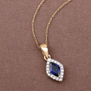 0.92 Carat Genuine Blue Sapphire and White Diamond 14K Yellow Gold Pendant