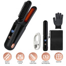Cordless Hair Straightener Brush 2-in-1 Ceramic Flat Iron