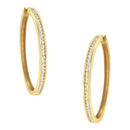 14K Yellow Gold 1.0 Cttw Round Brilliant Cut Diamond Channel Set Circle Hoop Earrings (I-J Color, I1-I2 Clarity)