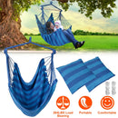 Hammock Hanging Chair Canvas Porch Patio Swing Seat Portable Camping Rope Seat Wooden Stick Hammock Chair with 2 Pillows 265LBS Load-bearing