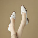 First Layer Cowhide Low-cut Chunky Heel Shoes