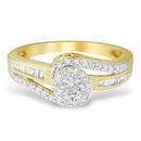 10K Yellow Gold Diamond Cluster Ring (1/2 Cttw, I-J Color, I2-I3 Clarity) - Size 6