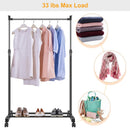 15kg/33lbs Garment Racks 3.12ft-4.80ft Height Adjustable Clothes Stand Foldable Clothes Hanger w/ Wheels Storage Shelf For Dormitory Home