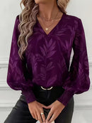 Womens Loose-Fit Printed Long-Sleeve Ruffled Shirt