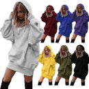 Women's Solid Color Pullover Hooded Loose Fleece Sweater