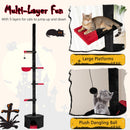 Floor to Ceiling Gothic Cat Tree 97-118 Inches Adjustable 5-Tier with Condo-Black