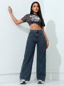 Floor-length Flared Straight-leg Denim Jeans For Women