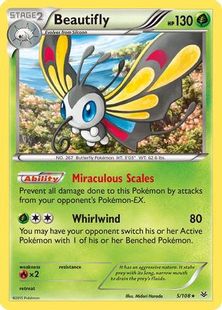 Beautifly 005/108 - XY  Roaring Skies Reverse Holofoil