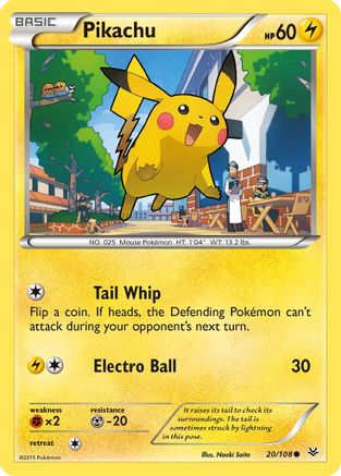 Pikachu 020/108 - XY  Roaring Skies Reverse Holofoil