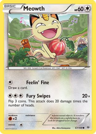 Meowth 067/108 - XY  Roaring Skies Reverse Holofoil