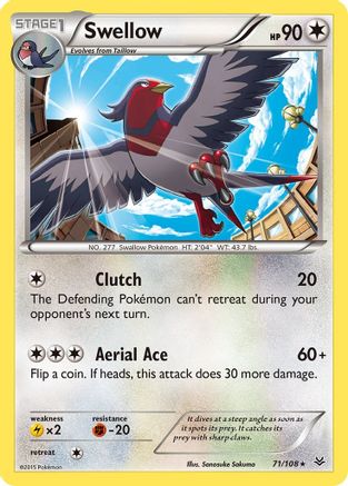 Swellow 071/108 - XY  Roaring Skies Reverse Holofoil
