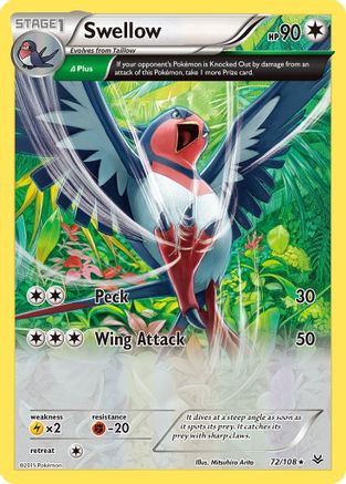 Swellow (Delta) 072/108 - XY  Roaring Skies Reverse Holofoil