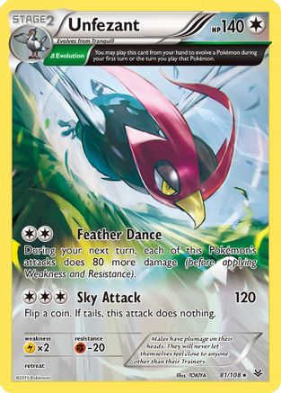 Unfezant (Delta) 081/108 - XY  Roaring Skies Reverse Holofoil