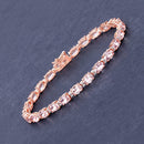 8.95 Carat Genuine Morganite and White Diamond 14K Rose Gold Bracelet