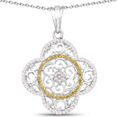 0.57 Carat Genuine White Diamond and Yellow Diamond .925 Sterling Silver Pendant