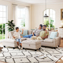 98 Inches Sectional Sofa Couch with Movable Storage Ottoman and Linen Fabric Backs