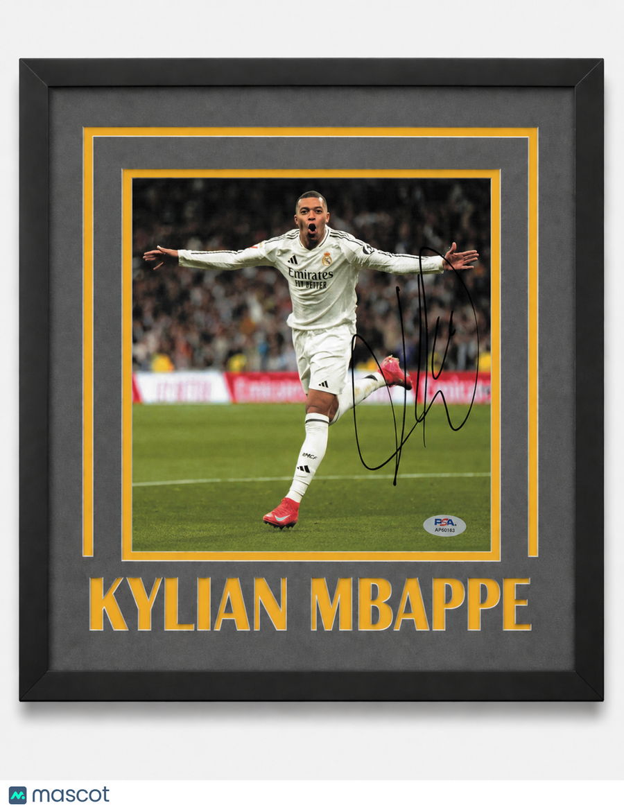 Kylian Mbappe Custom Framed Signed Real Madrid Photo PSA Autographed 14x16