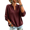 Korean-style Casual Stand-collar Half-zip Sweater For Women