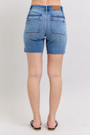 Judy Blue Full Size Mid Rise Bermudas Denim Shorts W/ Back Flap Pockets Plus Size