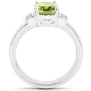 1.76 Carat Genuine Peridot and White Zircon .925 Sterling Silver Ring