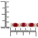 11.67 Carat Genuine Ruby and White Diamond 14K Yellow Gold Bracelet