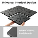 Interlocking Patio Deck Tiles 12 Inch Stone Pattern 44-Piece Set