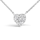 14K White Gold 1/4 Cttw Diamond Composite Heart Pendant Necklace - 18" Inches