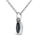 10K White Gold Oval Blue Sapphire and Diamond Double Charm Pendant Necklace - 18" Inches