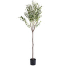 5.9FT Artificial Olive Tree Tall Fake Olive Plant Faux Potted Olive Tree with Lush Olive Branches and FruitsÊwith Black Planter Pot for Modern Home Of