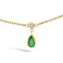10K Yellow Gold Dangling 5x3 mm Green Emerald and Diamond Station Necklace - 18" Inches