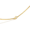 14K Yellow Gold Bezel Set Alternating Green Emerald and Diamond Station Necklace - 18" Inches