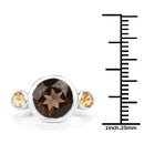 3.56 Carat Genuine Smoky Quartz and Citrine .925 Sterling Silver Ring