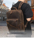 Leather Men's Computer Backpack, Leather Large Capacity Men's Business Travel Bag, Cowhide Backpack