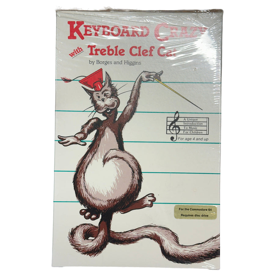 Keyboard Crazy with Treble Clef Cat - Commodore 64/128