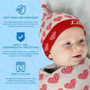 Personalized Baby Swaddle Blanket and Hat Set with Custom Name - Pixel Heart Cross-Stitch Design Newborn Gift Set
