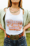 Leave Me Alone Retro Flower Graphic Tank Top