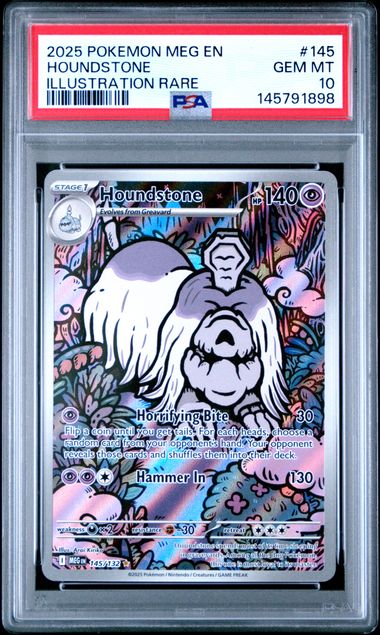 2025 POKEMON MEG EN-MEGA EVOLUTION #145 HOUNDSTONE ILLUSTRATION RARE PSA GEM MT 10