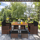 9 Pieces Patio Rattan Dining Cushioned Chairs Set