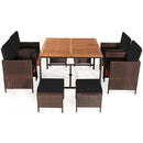 9 Pieces Patio Rattan Dining Cushioned Chairs Set