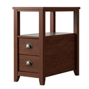 End Table Wooden with 2 Drawers and Shelf Bedside Table