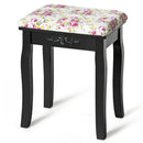 Vanity Wood Dressing Stool Padded Piano Seat with Rose Cushion