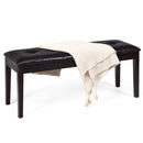 Upholstered Dining Room PU Bench Solid Wood Button Tufted