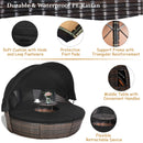 Patio Round Daybed Rattan Furniture Sets with Canopy