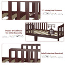 Classic Design Kids Wood Toddler Bed Frame with Two Side Safety Guardrails-Brown